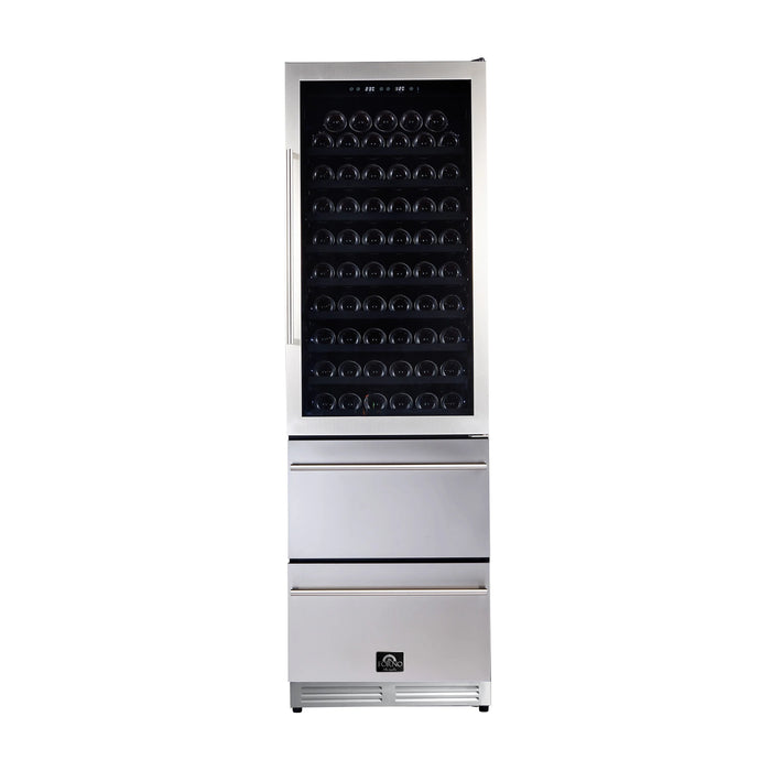Forno Appliance Package - 36 Inch Pro Gas Range, Range Hood, Refrigerator, Microwave Drawer, Dishwasher, Wine Cooler, AP-FFSGS6260-36-9