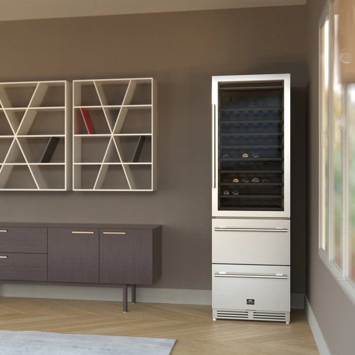 Forno Package - 48" Dual Fuel Range, Range Hood, Refrigerator, Microwave, Dishwasher, Wine Cooler, AP-FFSGS6187-48-9