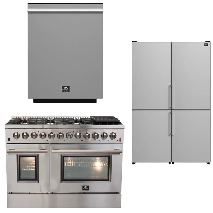 Forno Appliance Package - 48" Dual Fuel Range, Dishwasher, 48" Refrigerator, AP-FFSGS6156-48-11