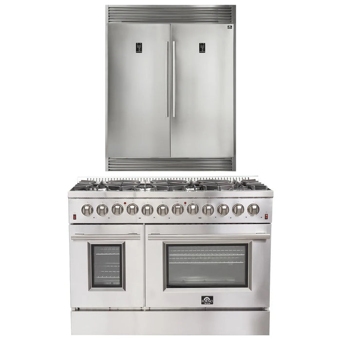Forno Appliance Package - 48" Gas Burner, Electric Oven Range and 60" Refrigerator, FBDL-005-02CAUS