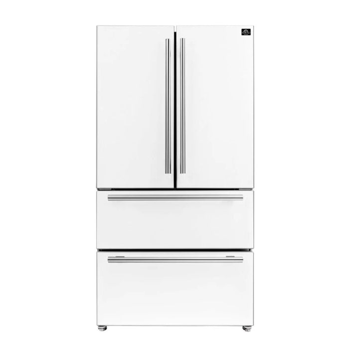 Forno Espresso Package - 30" Gas Range, Range Hood, 36" Refrigerator with Ice Maker and Dishwasher in White with Silver Accents, AP-FFSGS1116-30WHT-S-3