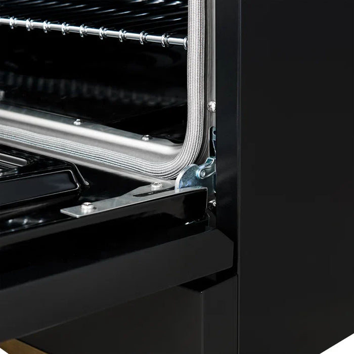 FORNO Espresso Antico 36" 4.5 cu. ft. Gas Range with 6 Sealed Burners in Black with Antique Brass Accents, FFSGS6219-36BLK