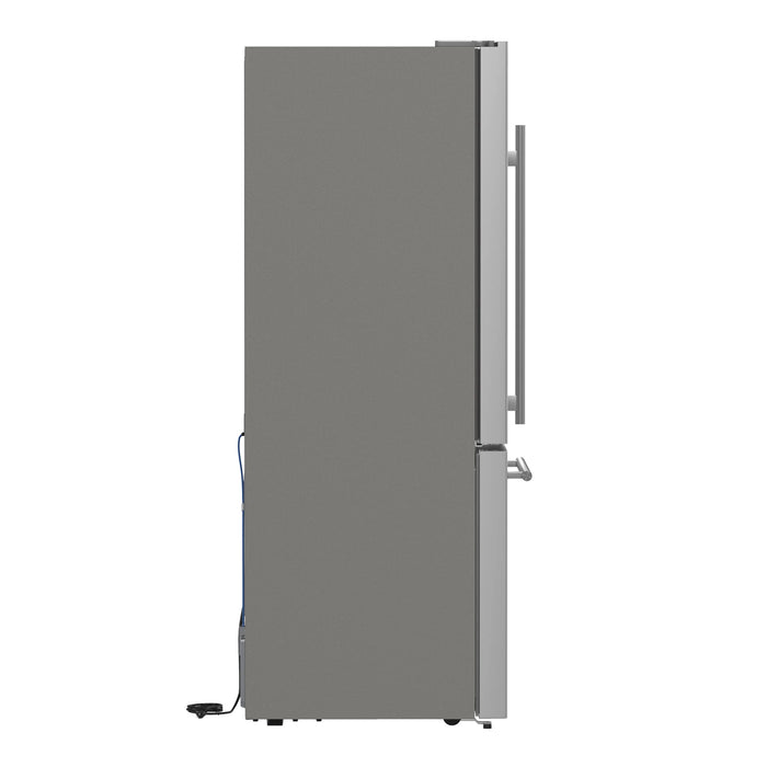 FORNO Espresso Milano 31" 17.2 cu. ft. Refrigerator and Bottom Freezer with Ice Maker in Stainless Steel and Silver Handles, FFFFD1786-31S