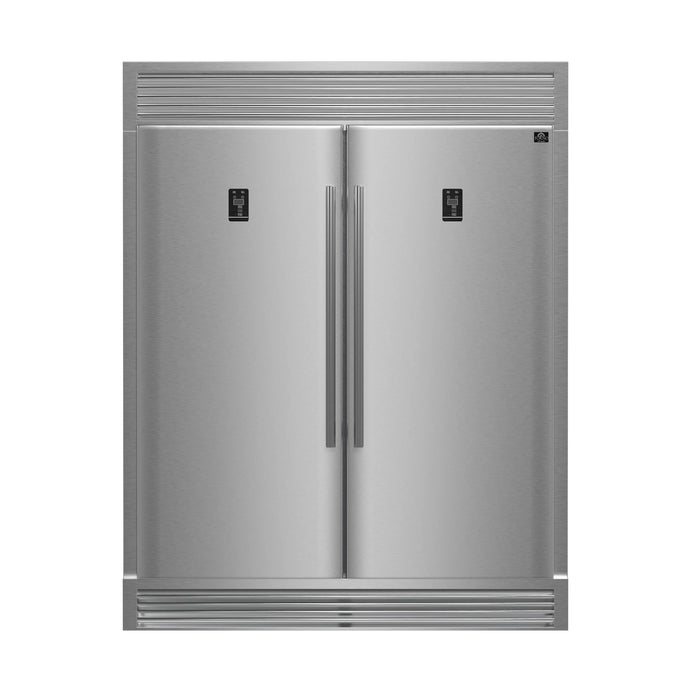 Forno Appliance Package - 48" Dual Fuel Range, Range Hood, 60" Refrigerator, Dishwasher, Microwave, Wine Cooler