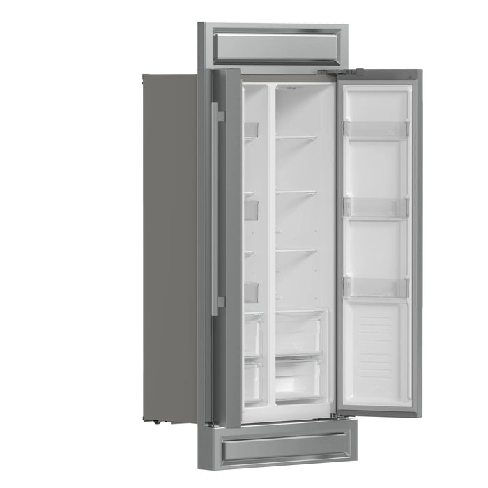 FORNO Salerno 37" 15.6 cu. ft. Side-by-Side Built-In Refrigerator in Stainless Steel and Modern Trim Kit, FFRBI1805-37MG