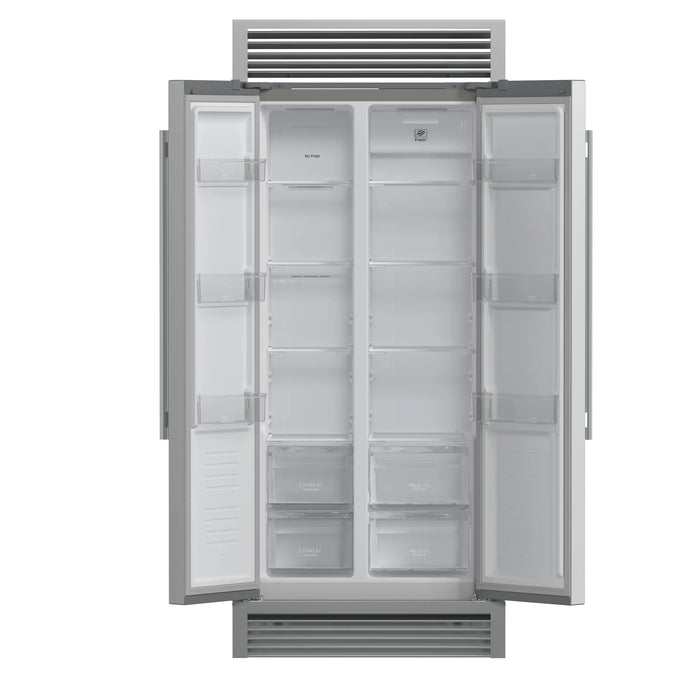 FORNO Salerno 37" 15.6 cu. ft. Side-by-Side Built-In Refrigerator in Stainless Steel and Grill Trim Kit, FFRBI1805-37SG