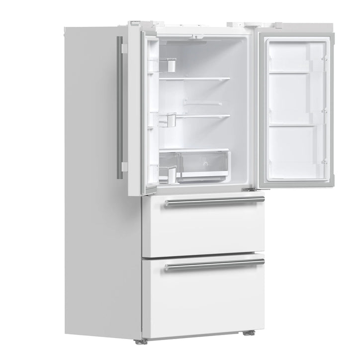 FORNO Espresso Moena 36" 19.2 cu. ft. Refrigerator in White with Silver Handles, FFRBI1820-36WHT