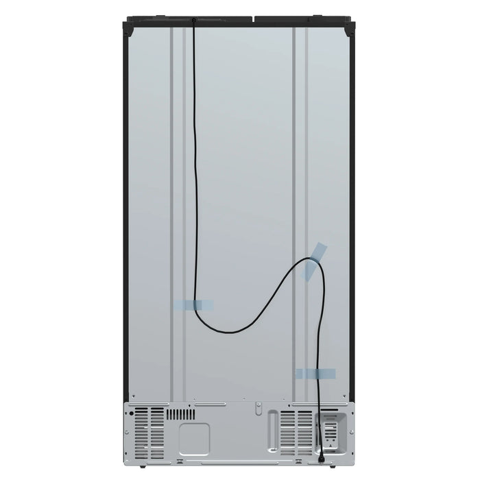 FORNO Espresso Salerno 36" 20 cu. ft. Side-By-Side Refrigerator with Water and Ice Dispenser in Black with Antique Brass Handles, FFRBI1844-36BLK