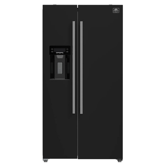 Forno Espresso Package - 30" Gas Range, 36" Refrigerator with Water and Ice Dispenser and Dishwasher in Black with Silver Accents, AP-FFSGS1116-30BLK-S-4