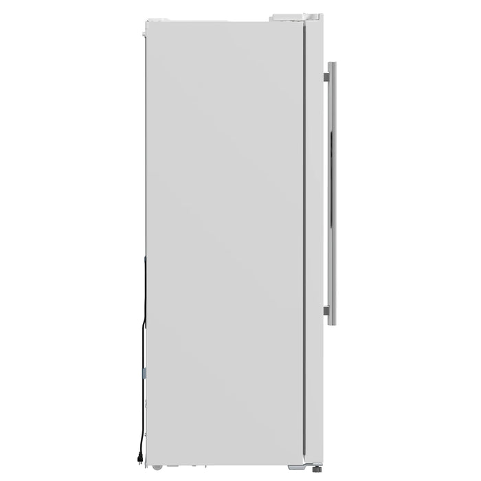 FORNO Espresso Salerno 36" 20 cu. ft. Side-By-Side Refrigerator with Water and Ice Dispenser in White with Silver Handles, FFRBI1844-36WHT