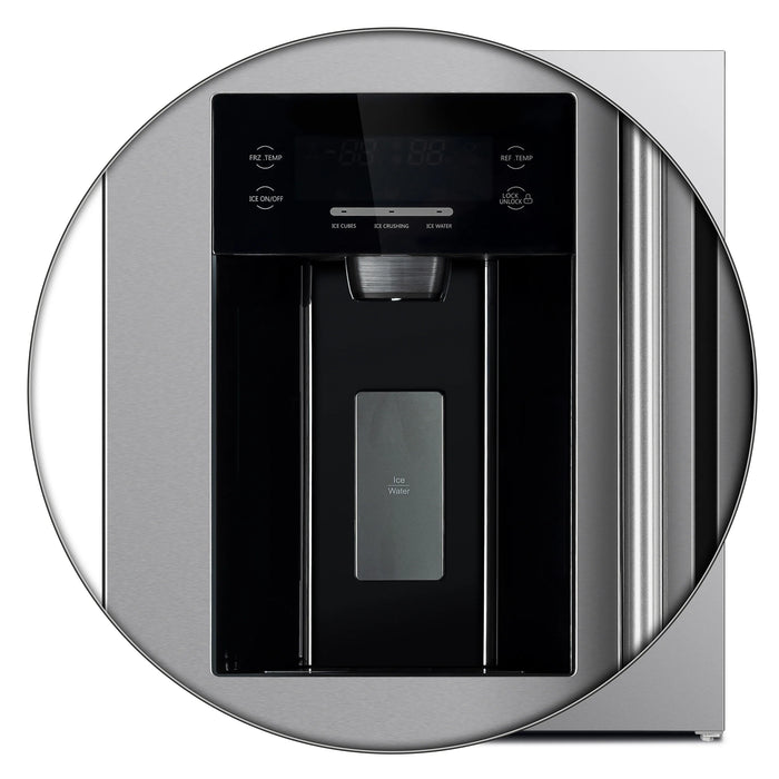 FORNO Salerno 40" 20 cu. ft. Side-by-Side Built-In Refrigerator with Water and Ice Dispenser and Grill Trim Kit, FFRBI1844-40SG