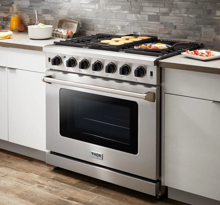 Thor Kitchen Package - 36" Gas Range, Refrigerator, Dishwasher, AP-LRG3601U-15