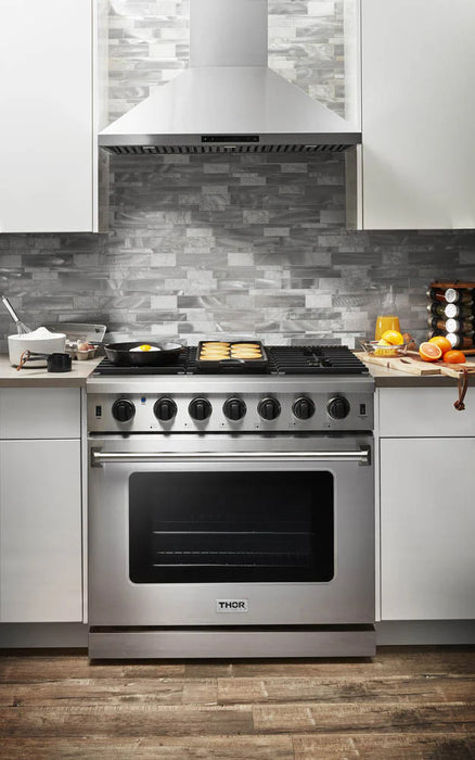 Thor Kitchen 36" Propane Gas Range and 36" Range Hood Package, AP-HRG3618ULP