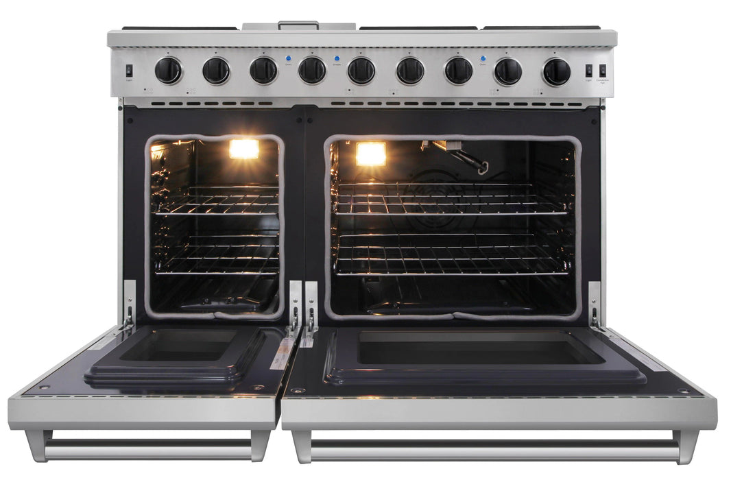 Thor Kitchen Package - 48" Propane Gas Range, Range Hood, Refrigerator, Dishwasher, Wine Cooler, Microwave, AP-LRG4807ULP-W-10