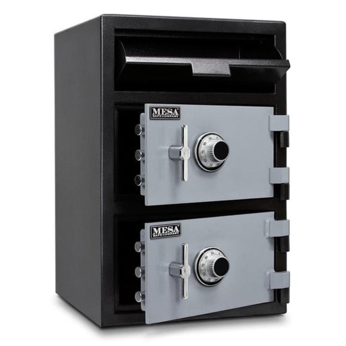 MESA 3.6 Cubic Foot Two Combination Lock Depository Safe - All Steel - Two-Tone Black & Grey