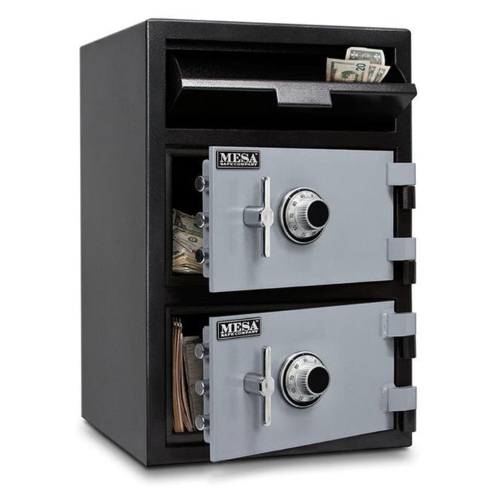 MESA 3.6 Cubic Foot Two Combination Lock Depository Safe - All Steel - Two-Tone Black & Grey