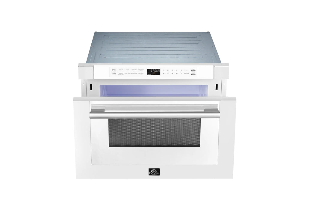 Forno Espresso Package - 30" Gas Range, 36" Refrigerator with Ice Maker, Dishwasher and 24" Microwave Drawer in White with Silver Accents, AP-FFSGS1116-30WHT-S-5
