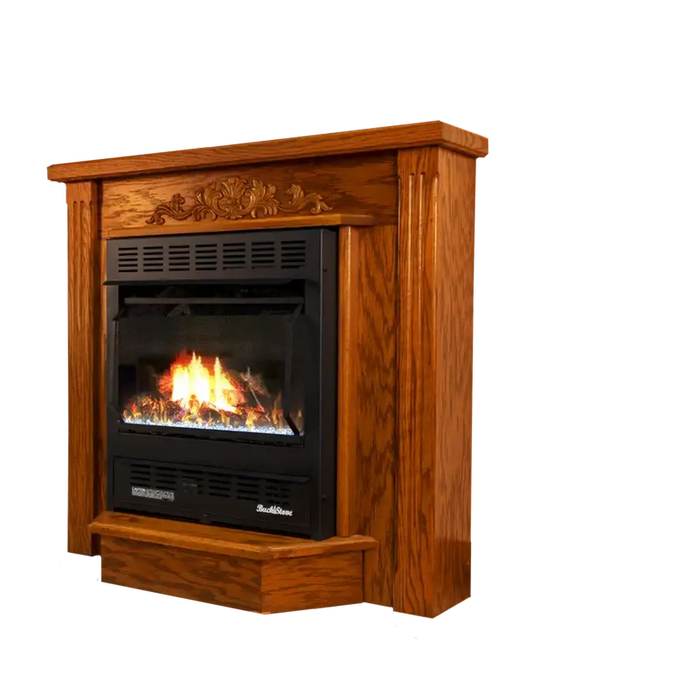 Buck Stove Model 1127 Deluxe Corner Mantel - Dark Oak