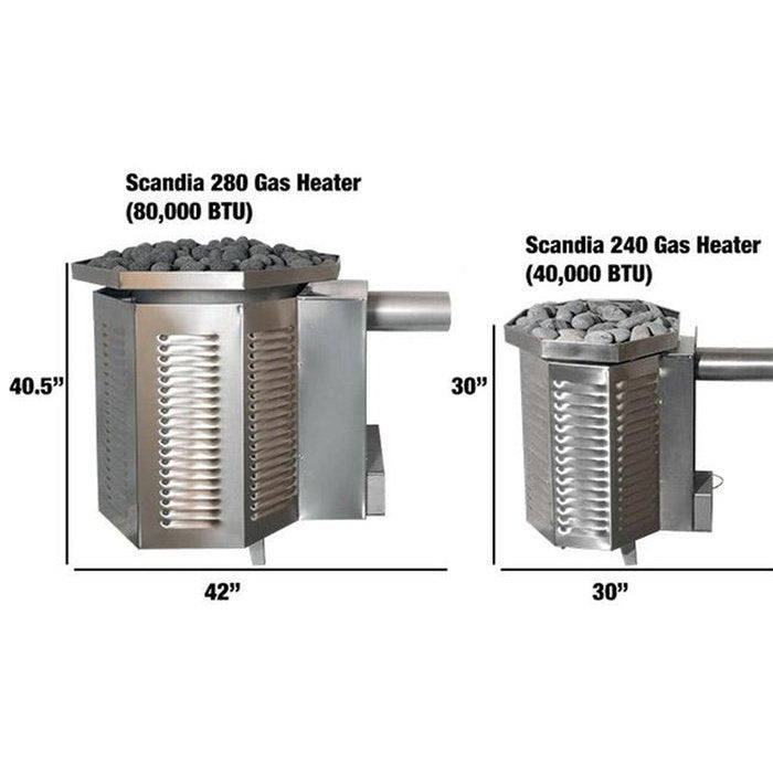 Scandia 40,000 BTU Gas Sauna Heater - Natural Gas - Standing Pilot - Horizontal Configuration