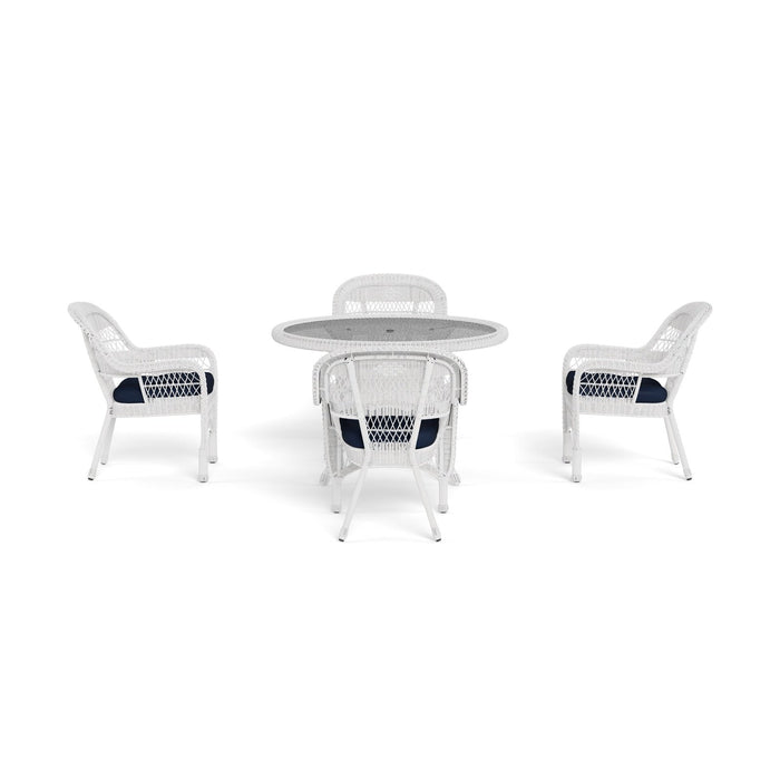 Tortuga Outdoor Portside 5Pc Dining Set - 4 Chairs - 48" Dining Table - White - Navy