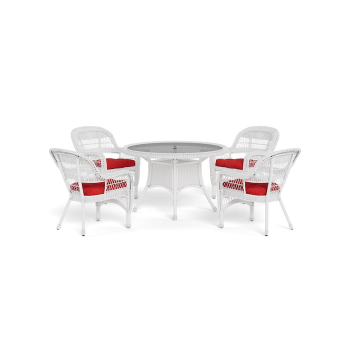 Tortuga Outdoor Portside 5Pc Dining Set - 4 Chairs - 48" Dining Table - White - Red