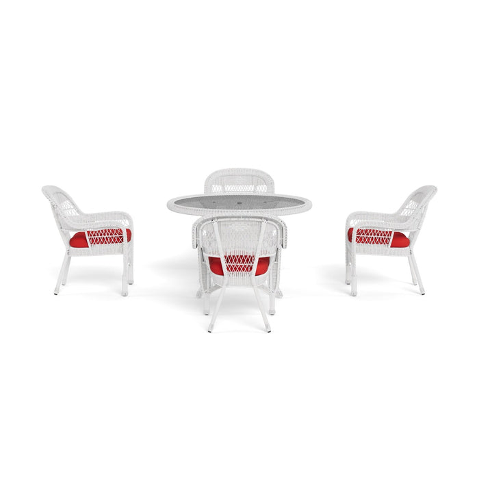 Tortuga Outdoor Portside 5Pc Dining Set - 4 Chairs - 48" Dining Table - White - Red