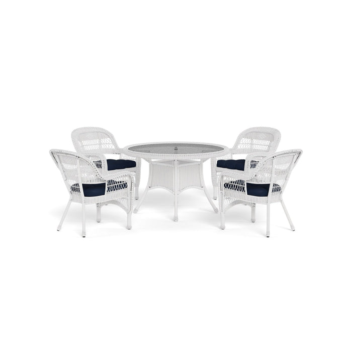 Tortuga Outdoor Portside 5Pc Dining Set - 4 Chairs - 48" Dining Table - White - Navy