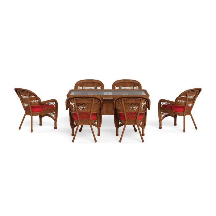 Tortuga Outdoor Portside 7Pc Dining Set - 6 Chairs - 66" Dining Table - Amber - Red