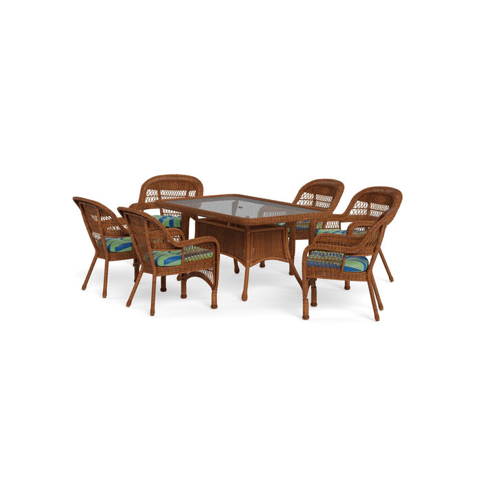 Tortuga Outdoor Portside 7Pc Dining Set - 6 Chairs - 66" Dining Table - Amber - Haliwell Caribbean