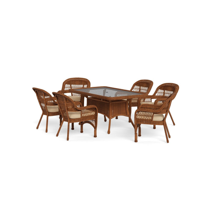 Tortuga Outdoor Portside 7Pc Dining Set - 6 Chairs - 66" Dining Table - Amber - Sand