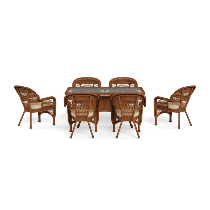 Tortuga Outdoor Portside 7Pc Dining Set - 6 Chairs - 66" Dining Table - Amber - Sand