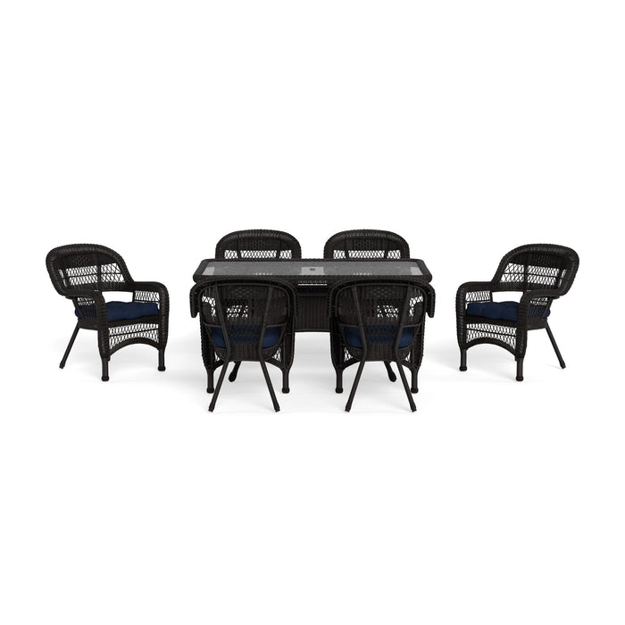 Tortuga Outdoor Portside 7Pc Dining Set - 6 Chairs - 66" Dining Table - Dark Roast - Navy