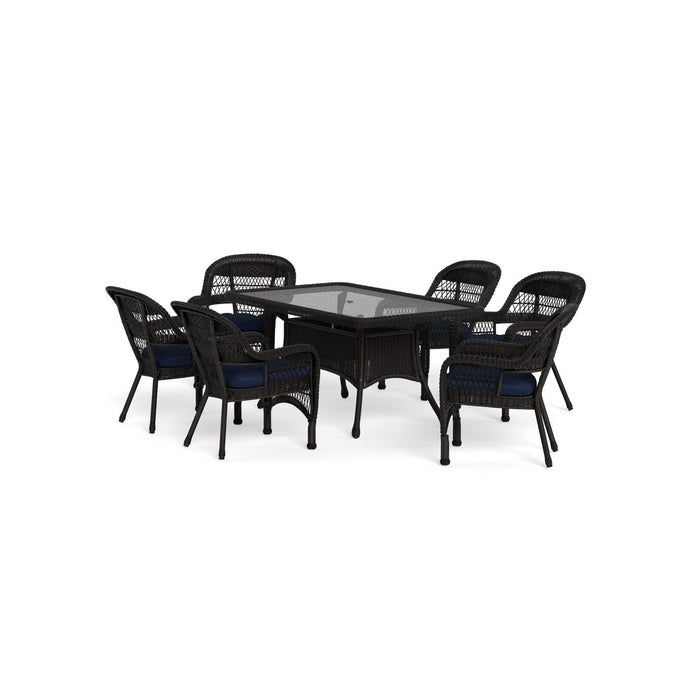 Tortuga Outdoor Portside 7Pc Dining Set - 6 Chairs - 66" Dining Table - Dark Roast - Navy