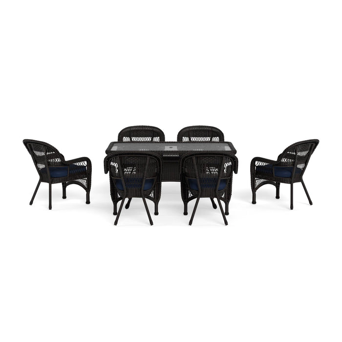 Tortuga Outdoor Portside 7Pc Dining Set - 6 Chairs - 66" Dining Table - Dark Roast - Navy