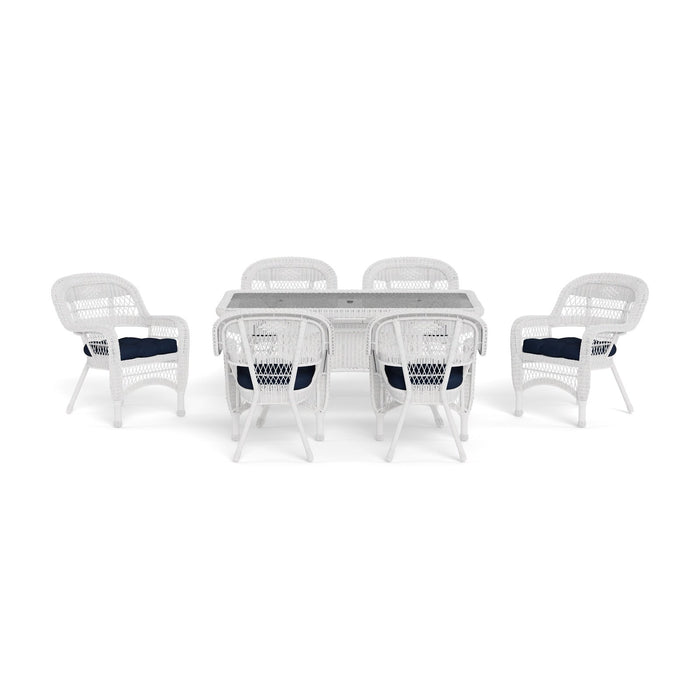 Tortuga Outdoor Portside 7Pc Dining Set (6 chairs, 66" dining table) - White - Navy