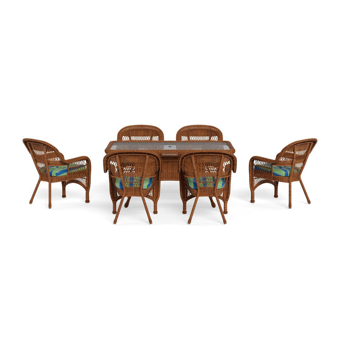 Tortuga Outdoor Portside 7Pc Dining Set - 6 Chairs - 66" Dining Table - Amber - Haliwell Caribbean