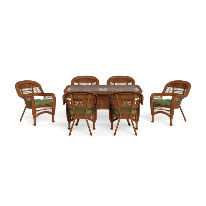 Tortuga Outdoor Portside 7Pc Dining Set - 6 Chairs - 66" Dining Table - Amber - Green