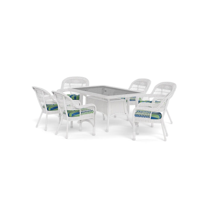 Tortuga Outdoor Portside 7Pc Dining Set (6 chairs, 66" dining table) - White - Haliwell Caribbean