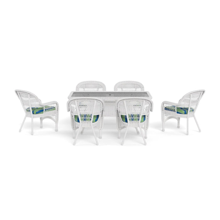 Tortuga Outdoor Portside 7Pc Dining Set (6 chairs, 66" dining table) - White - Haliwell Caribbean