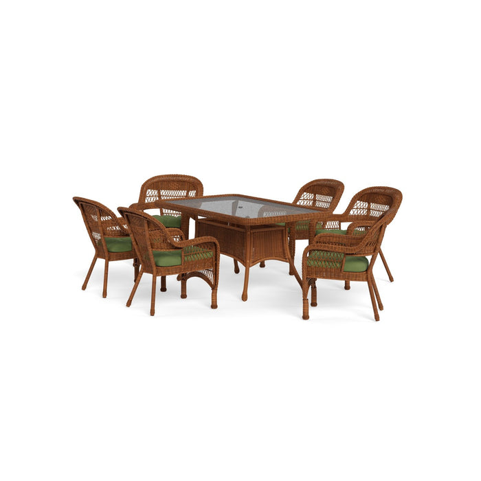 Tortuga Outdoor Portside 7Pc Dining Set - 6 Chairs - 66" Dining Table - Amber - Green