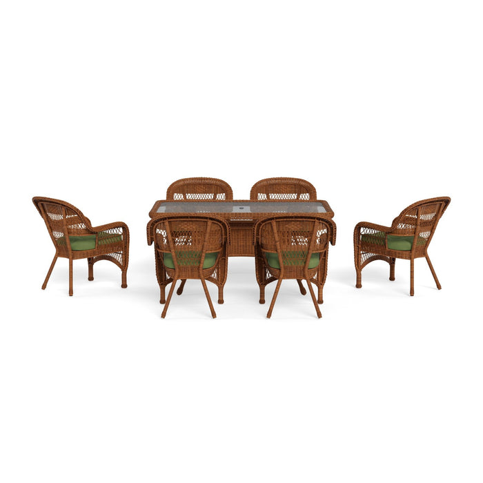 Tortuga Outdoor Portside 7Pc Dining Set - 6 Chairs - 66" Dining Table - Amber - Green