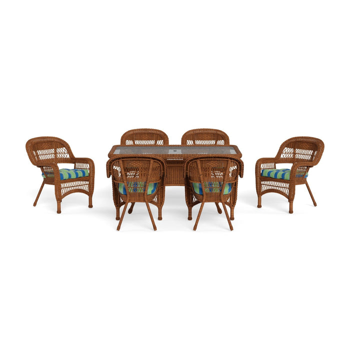 Tortuga Outdoor Portside 7Pc Dining Set - 6 Chairs - 66" Dining Table - Amber - Haliwell Caribbean