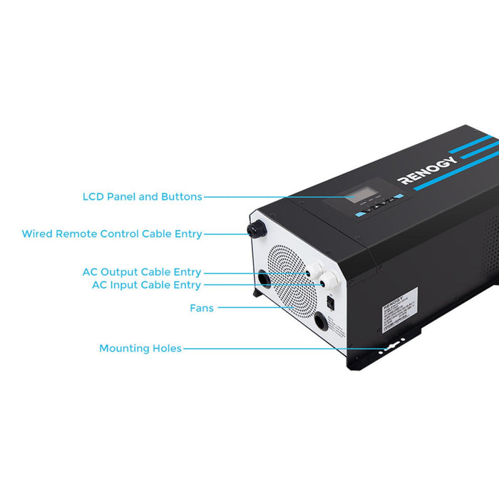 Renogy RV Pure Sine Wave Power Inverter & Charger - 3000 Watt 12V