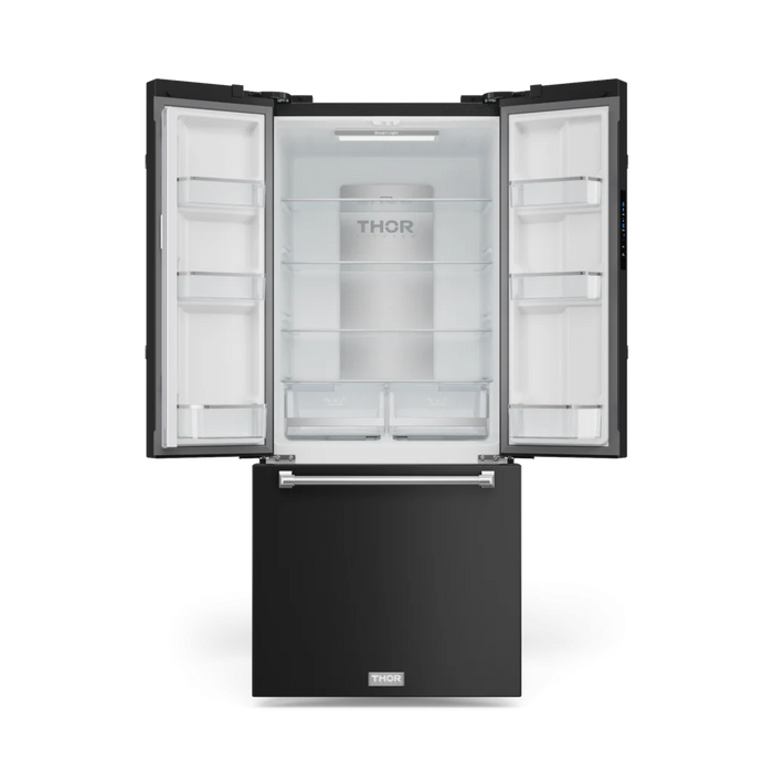 Gordon Ramsay by THOR Kitchen Package - 30" Electric Range, 30" Refrigerator with Ice Maker and Dishwasher in Black Matte with Stainless Steel Accents, AP-RSE30B-SS-1