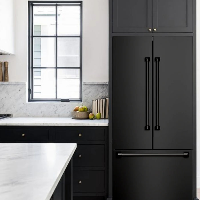Gordon Ramsay by THOR Kitchen 30" 17.5 cu. ft. French Door Counter Depth Refrigerator with Ice Maker in Matte Black, RF3017FFD00