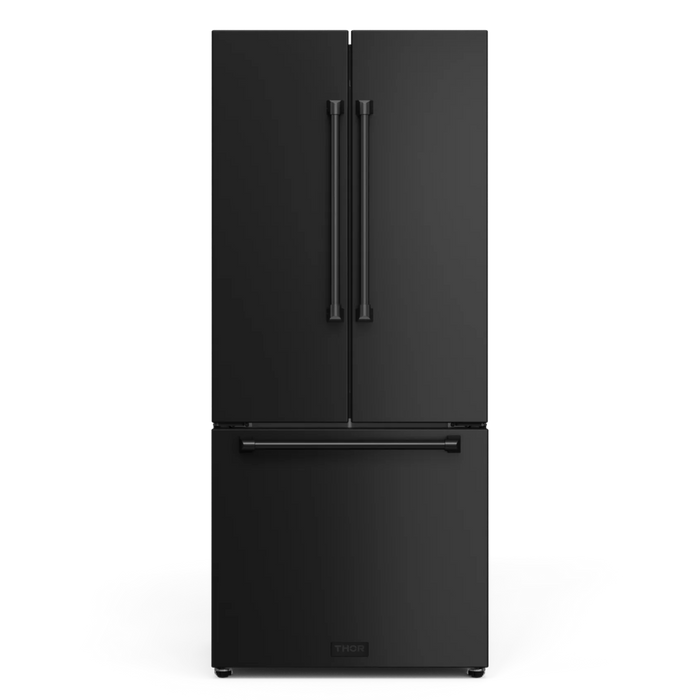Gordon Ramsay by THOR Kitchen 30" 17.5 cu. ft. French Door Counter Depth Refrigerator with Ice Maker in Matte Black, RF3017FFD00