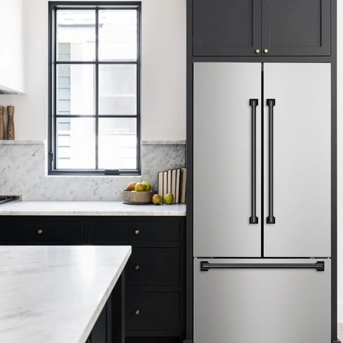 Gordon Ramsay by THOR Kitchen Package - 30" Electric Range, 30" Refrigerator with Ice Maker and Dishwasher in Stainless Steel with Black Accents, AP-RSE30-BLK-1