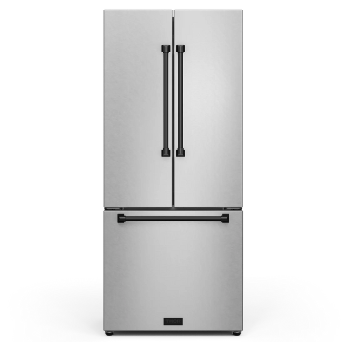 Gordon Ramsay by THOR Kitchen Package - 30" Gas Range, 30" Refrigerator with Ice Maker and Dishwasher in Stainless Steel with Black Accents, AP-RSG30LP-BLK-1