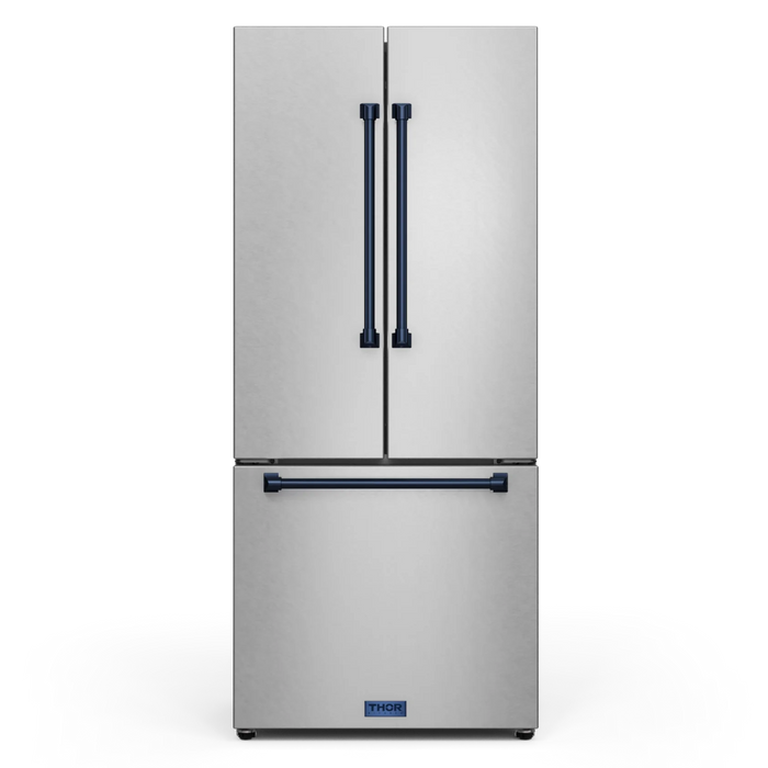 Gordon Ramsay by THOR Kitchen Package - 30" Gas Range, 30" Refrigerator with Ice Maker and Dishwasher in Stainless Steel with Navy Blue Accents, AP-RSG30-BLU-1