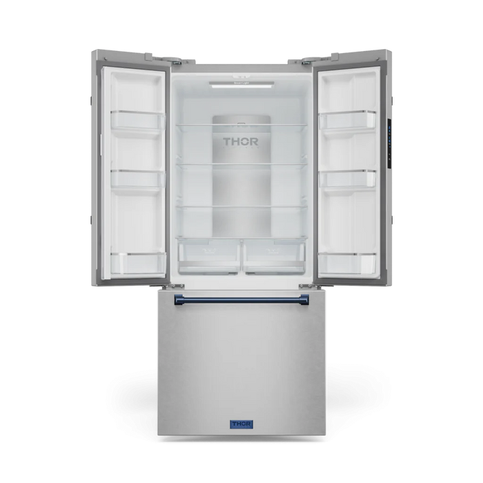 Gordon Ramsay by THOR Kitchen Package - 30" Gas Range, 30" Refrigerator with Ice Maker and Dishwasher in Stainless Steel with Navy Blue Accents, AP-RSG30-BLU-1